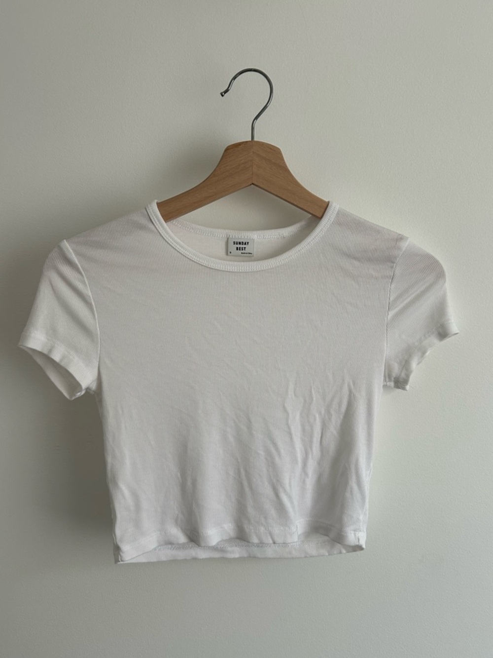 Sunday Best White Crewneck Crop Tee